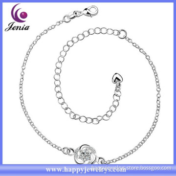 New elegant design charm anklet 925 silver plated cheap foot jewelry anklet (CA035-B)